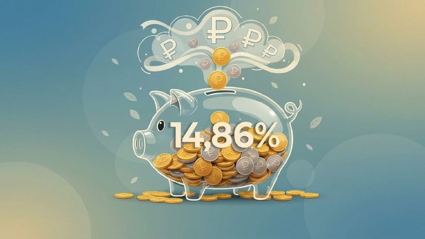 Средняя ставка по вкладам на три месяца в банках России упала до 14,86%